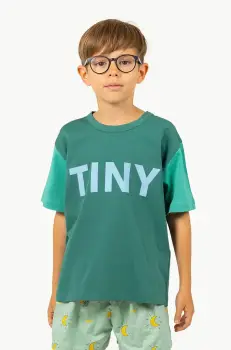 Tinycottons tricou de bumbac pentru copii COLOR BLOCK TEE culoarea verde, cu imprimeu, SS25-159 imagine