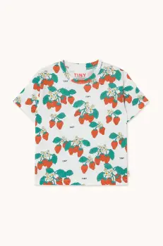 Tinycottons tricou de bumbac pentru copii STRAWBERRIES TEE culoarea bej, cu imprimeu, SS25-001 imagine