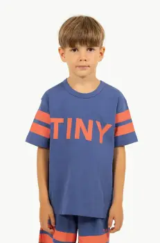 Tinycottons tricou de bumbac pentru copii STRIPES LOGO TEE culoarea albastru marin, cu imprimeu, SS25-137 imagine