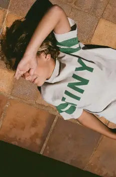 Tinycottons tricou de bumbac pentru copii STRIPES LOGO TEE culoarea bej, cu imprimeu, SS25-137 imagine