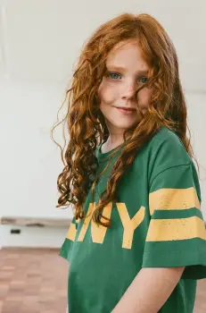 Tinycottons tricou de bumbac pentru copii STRIPES LOGO TEE culoarea verde, cu imprimeu, SS25-137 imagine