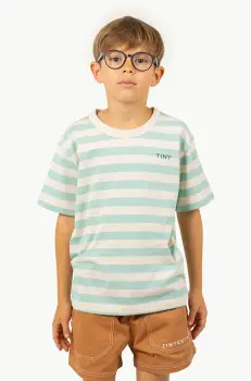 Tinycottons tricou de bumbac pentru copii STRIPES TEE culoarea verde, modelator, SS25-111 imagine