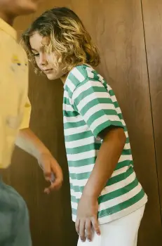Tinycottons tricou de bumbac pentru copii STRIPES TEE culoarea verde, modelator, SS25-111 imagine