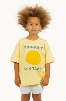 Tinycottons tricou de bumbac pentru copii SUN TALES GRAPHIC TEE culoarea galben, cu imprimeu, SS25-089 imagine