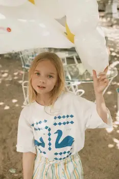 Tinycottons tricou de bumbac pentru copii SWANS DIAMONDS GRAPHIC TEE imagine