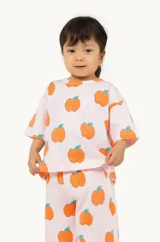 Tinycottons tricou din bumbac pentru bebelusi APPLES BABY TEE culoarea roz, modelator, SS25-038 imagine