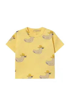 Tinycottons tricou din bumbac pentru bebelusi DUCKS BABY TEE culoarea galben, cu imprimeu, SS25-013 imagine