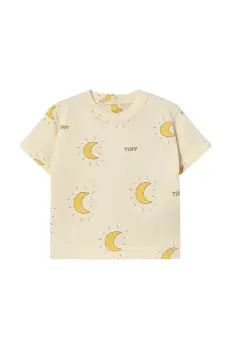 Tinycottons tricou din bumbac pentru bebelusi MIDNIGHT SUN BABY TEE culoarea bej, modelator, SS25-023 imagine