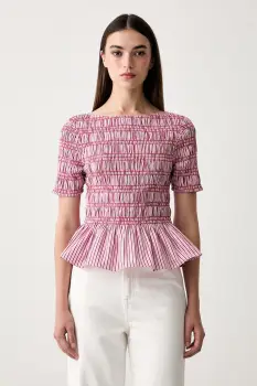 Tommy Hilfiger bluza cu volane pentru femei, cu bumbac imagine