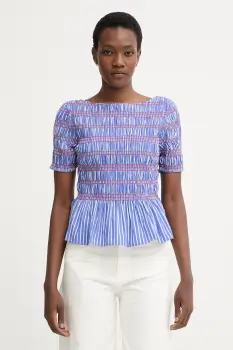 Tommy Hilfiger bluza cu volane pentru femei cu bumbac imagine