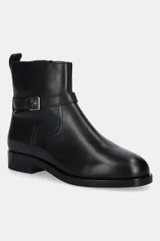 Tommy Hilfiger cizme de piele TH BUCKLE RIDING LEATHER BOOTIE imagine