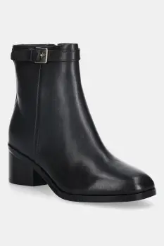 Tommy Hilfiger cizme de piele TH BUCKLE RIDING MID HEEL BOOTIE imagine