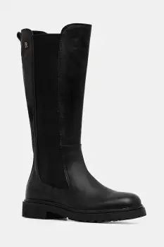 Tommy Hilfiger cizme de piele TH LTHR CLEATED LONG BOOT imagine