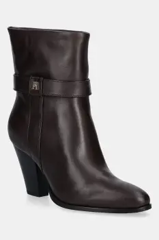 Tommy Hilfiger cizme de piele TH T-STRAP LEATHER POINTY BOOTIE imagine