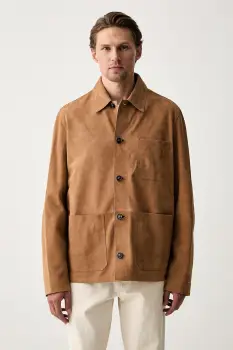 Tommy Hilfiger geaca tip camasa pentru barbati din piele intoarsa imagine