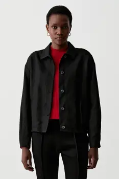 Tommy Hilfiger geaca tip camasa pentru femei cu amestec de in imagine