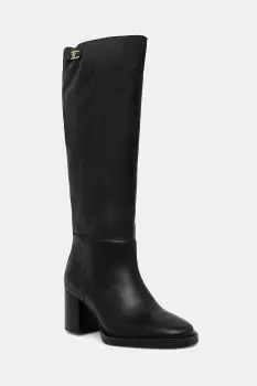 Tommy Hilfiger ghete de piele STACKED HEEL LEATHER LONG BOOT imagine