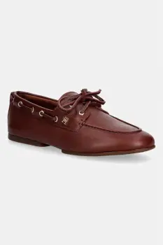 Tommy Hilfiger mocasini de dama din piele TH SLEEK LEATHER BOAT SHOE imagine