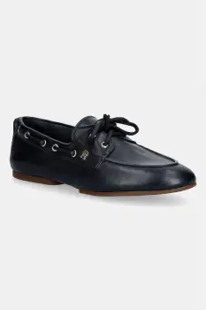 Tommy Hilfiger mocasini de dama din piele TH SLEEK LEATHER BOAT SHOE imagine