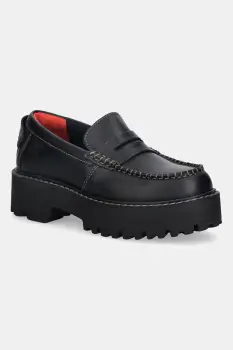 Tommy Hilfiger mocasini de piele ARCHIVE 01 LOAFER LEATHER culoarea negru, cu platforma, EN0EN03005 imagine
