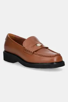 Tommy Hilfiger mocasini de piele CREST SQUARISH TOE PENNY LOAFER imagine