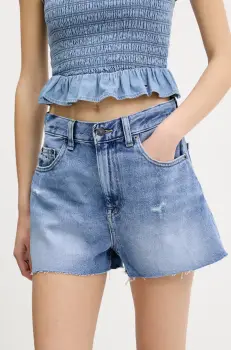 Tommy Hilfiger pantaloni scurti jeans uni, high waist, DW0DW20575 imagine