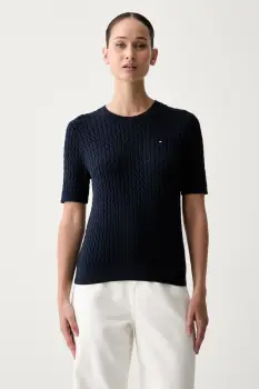 Tommy Hilfiger pulover cu maneca scurta pentru femei, din bumbac imagine