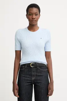 Tommy Hilfiger pulover cu maneca scurta pentru femei, din bumbac imagine