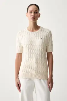 Tommy Hilfiger pulover cu maneca scurta pentru femei din bumbac imagine
