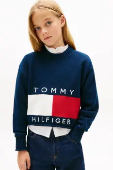 Tommy Hilfiger pulover de bumbac pentru copii imagine