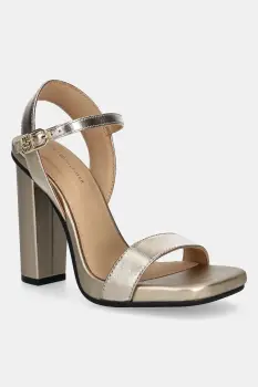 Tommy Hilfiger sandale de piele HIGH HEEL GOLDEN LEATHER SANDAL imagine