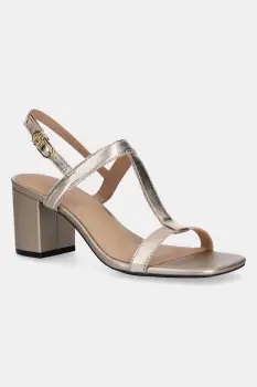 Tommy Hilfiger sandale de piele LEATHER BLOCK HEEL SANDAL METAL imagine