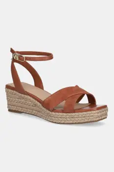 Tommy Hilfiger sandale de piele LEATHER & SUEDE MID WEDGE ESPAD imagine