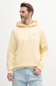 Tommy Jeans bluza barbati, culoarea galben, cu gluga, neted, DM0DM20742 imagine