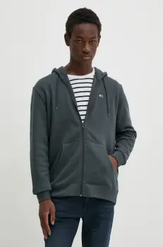 Tommy Jeans bluza barbati, culoarea gri, cu gluga, neted, DM0DM20743 imagine