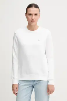 Tommy Jeans bluza culoarea alb, uni, DW0DW19959 imagine