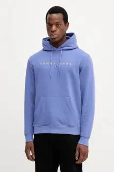 Tommy Jeans bluza culoarea bej, cu gluga, cu imprimeu, DM0DM20746 imagine