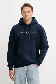 Tommy Jeans bluza culoarea bej, cu gluga, cu imprimeu, DM0DM20746 imagine