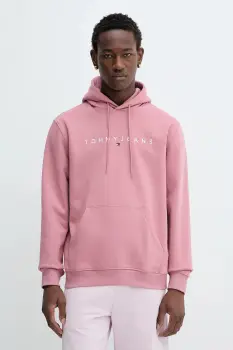 Tommy Jeans bluza culoarea bej, cu gluga, cu imprimeu, DM0DM20746 imagine