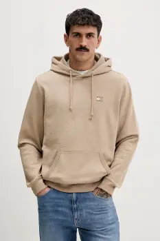 Tommy Jeans bluza culoarea bej, cu gluga, melanj, DM0DM22666 imagine