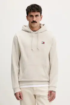 Tommy Jeans bluza culoarea bej, cu gluga, melanj, DM0DM22666 imagine