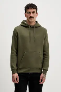 Tommy Jeans bluza culoarea bej, cu gluga, uni, DM0DM20742 imagine