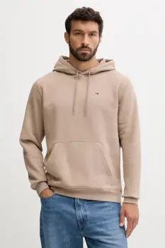 Tommy Jeans bluza culoarea bej, cu gluga, uni, DM0DM20742 imagine