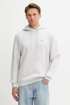 Tommy Jeans bluza culoarea bej, cu gluga, uni, DM0DM20742 imagine