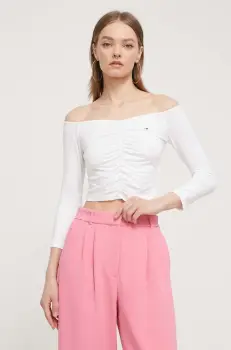 Tommy Jeans bluza culoarea bej, uni DW0DW17892 imagine