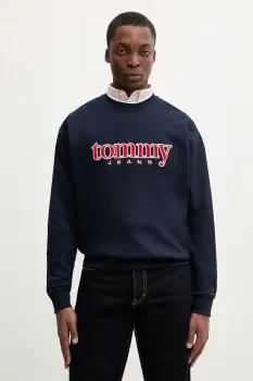 Tommy Jeans bluza culoarea bleumarin, cu imprimeu, DM0DM22373 imagine