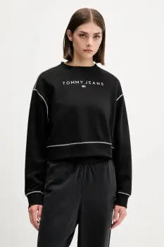 Tommy Jeans bluza culoarea negru, cu imprimeu, DW0DW21587 imagine