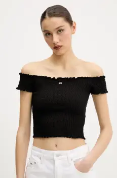 Tommy Jeans bluza culoarea negru, uni, DW0DW20238 imagine