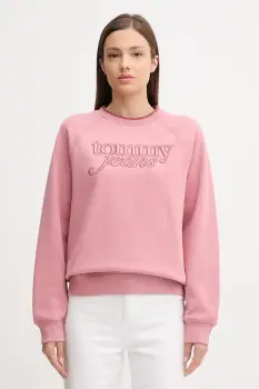 Tommy Jeans bluza culoarea portocaliu, cu imprimeu, DW0DW21196 imagine