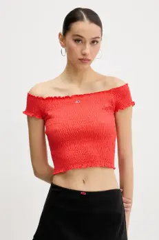 Tommy Jeans bluza culoarea portocaliu, uni, DW0DW20238 imagine